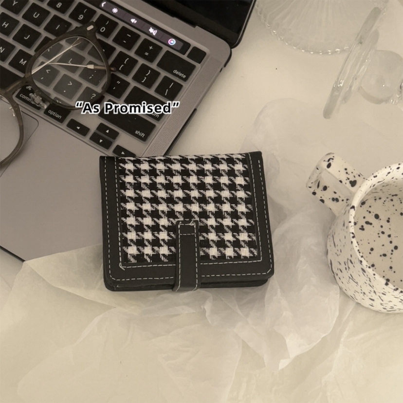 Ví gập nữ cầm tay ví đựng tiền mini nữ Lantch viền da họa tiết vải cổ điển 05S