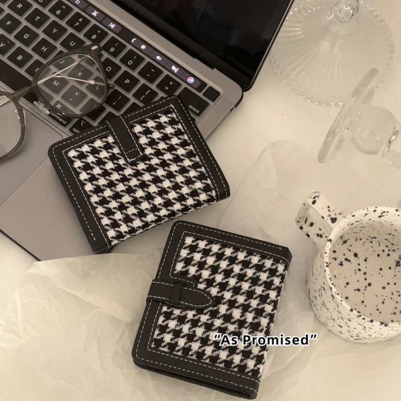 Ví gập nữ cầm tay ví đựng tiền mini nữ Lantch viền da họa tiết vải cổ điển 05S