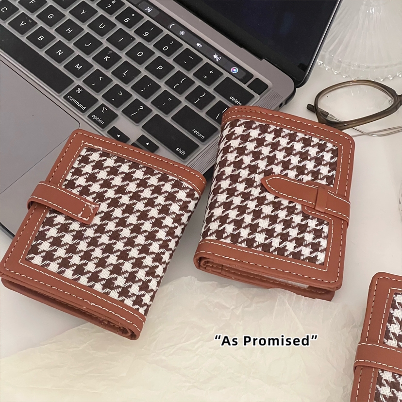 Ví gập nữ cầm tay ví đựng tiền mini nữ Lantch viền da họa tiết vải cổ điển 05S