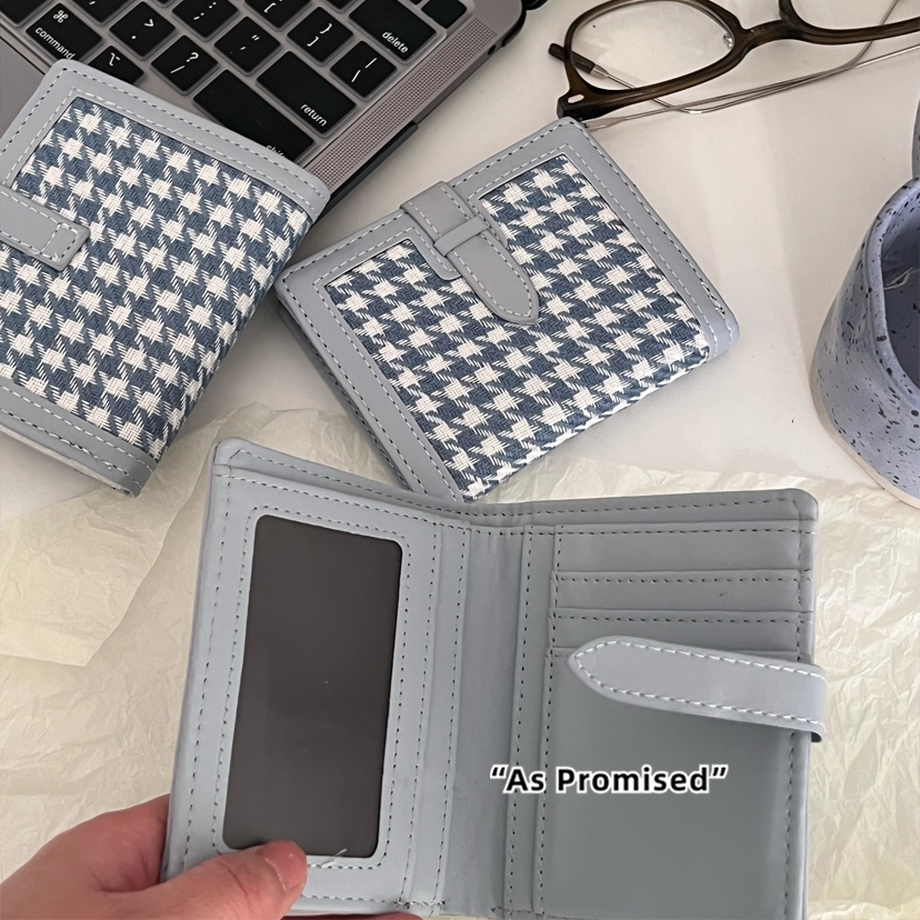 Ví gập nữ cầm tay ví đựng tiền mini nữ Lantch viền da họa tiết vải cổ điển 05S