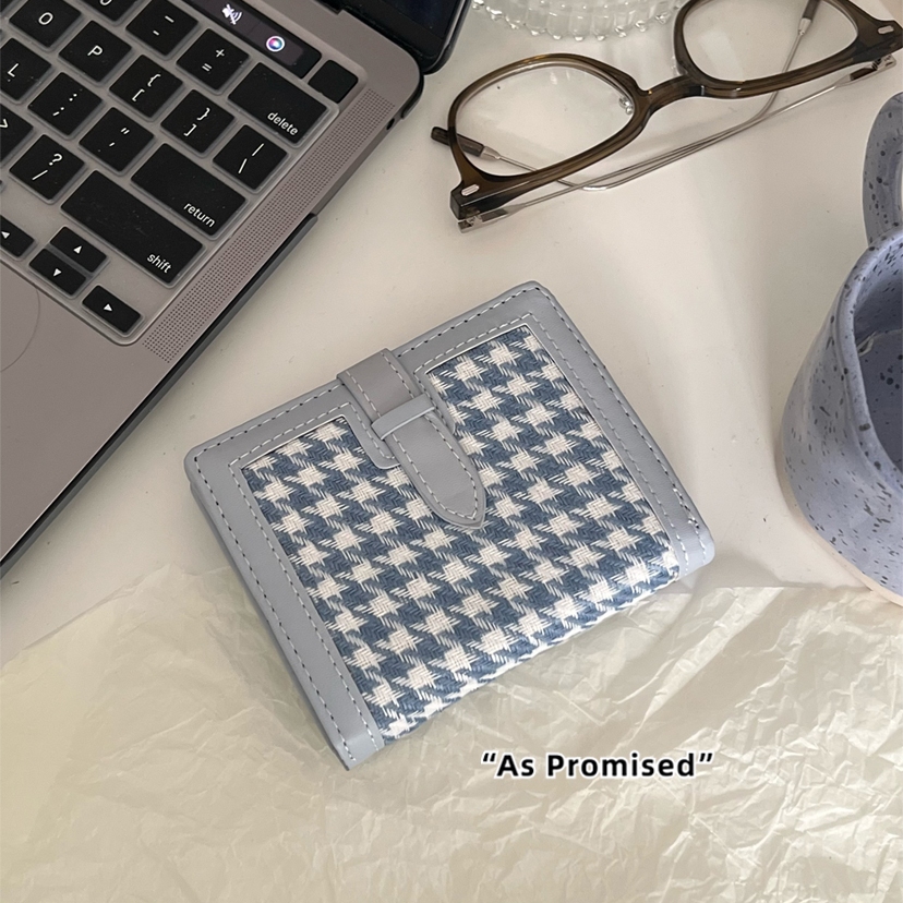 Ví gập nữ cầm tay ví đựng tiền mini nữ Lantch viền da họa tiết vải cổ điển 05S