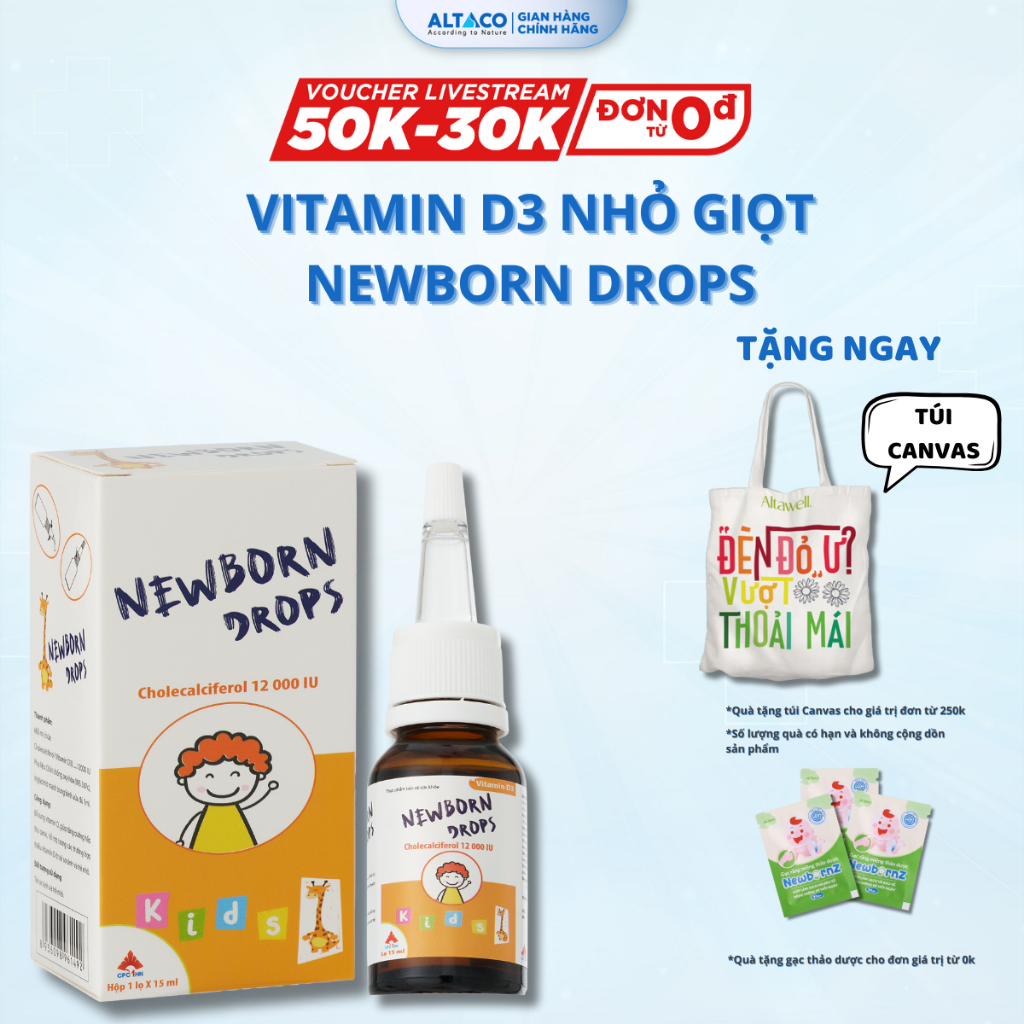 Vitamin D3 Newborn Drops giúp tăng hấp thu canxi phát triển chiều cao