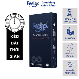 Bao cao su Feelex Performance kéo dài thời gian quan hệ, nhiều gel bôi trơn - Hộp 10 bcs