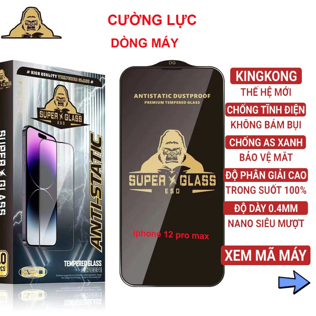 Kính cường lực iphone 12 pro max (ô 1) super kingkong full màn / miếng dán