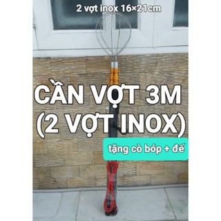 Cần vợt cá 3M2 (2 vợt 16×21cm) tặng cò bóp và đế , cần rút , vợt xúc cá ,vợt vớt cá , bắt cá fishing , vợt inox