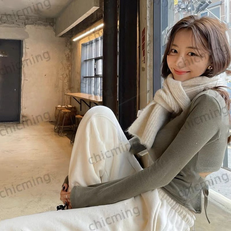 Áo thun zip croptop buộc lưng dài tay Miho house