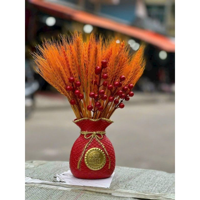 Set Bình Hoa 3 Món Tài Lộc Bông Lúa Mạch