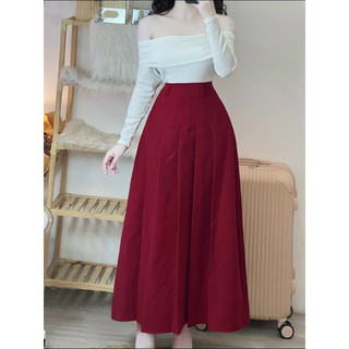 Chân váy nữ dài maxi xếp ly chất tuyết mưa xoè nhẹ