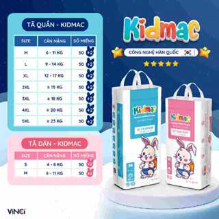 Tã Bỉm KIDMAC Quần/Dán 100 miếng (2 bịch) Hàn Quốc Mềm Mỏng Thấp Hút Tối Đa size từ S đến 5XL