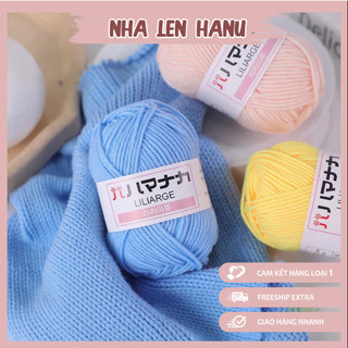Len Milk Cotton hàn quốc 25gr , cuộn len móc cho người mới nhập môn
