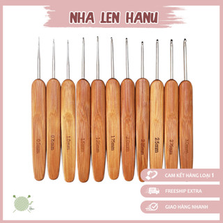 Kim móc cán gỗ cán dẹt đầu nhôm dễ cầm siêu nhẹ - đầu móc trơn
