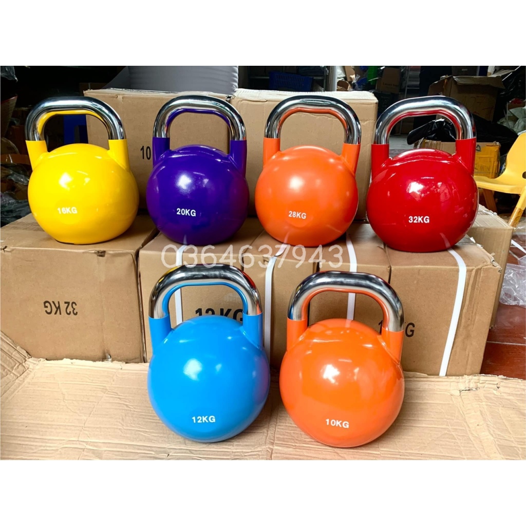 Tạ ấm ( tạ chuông ) Kettellbel , Tạ ấm (Tạ Bình Vôi) 32kg ( theo quả)  Bọc Cao Su, Thiết Kế Quai Xác