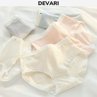Quần lót nữ cotton viền ren mềm mại tôn dáng có nơ giữa dễ thương đáy may kháng khuẩn DEVARI L186