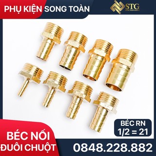 Béc đuôi chuột 21 ren ngoài, đầu nối đuôi chuột ren ngoài 1/2 cắm lòng trong ống phi 6 8 10 12 14 16 18 20mm