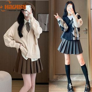 Chân váy xếp ly Haviss dáng chữ a bigsize lưng cao phong cách tennis xòe kiểu xếp li ngắn thời trang