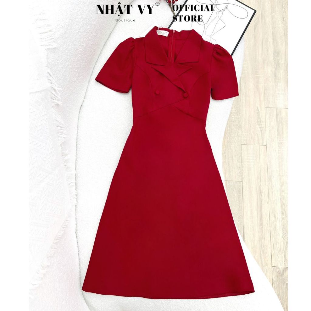Đầm công sở Nhật Vy Boutique cổ vest dáng ôm chất lụa phù hợp đi chơi dự tiệc sang chảnh - D2906