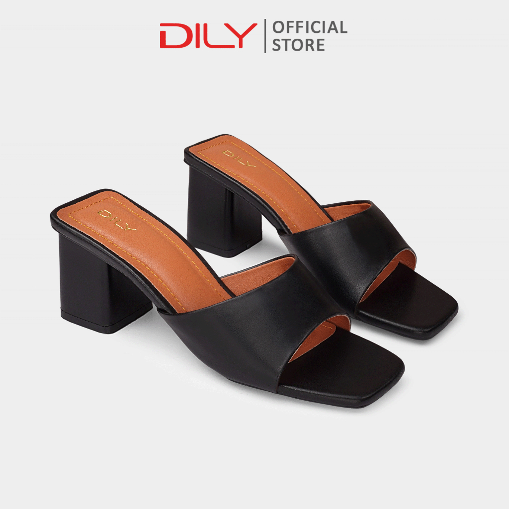 Dép guốc nữ gót vuông quai ngang basic tiện lợi DILY cao 5cm_AA0325