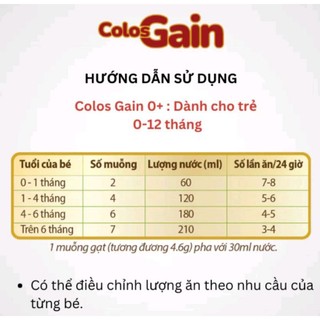 [ Có mã QR tích xu] Sữa bột Colos Gain đủ số  800g - Date mới nhất