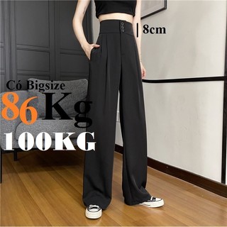Cạp cao 8cm, Quần Ống Rộng Nữ 3 Khuy, Chất Liệu Vải Tuyết Mưa nhập khẩu, Dài Quần 102cm, Có Bigsize 100KG