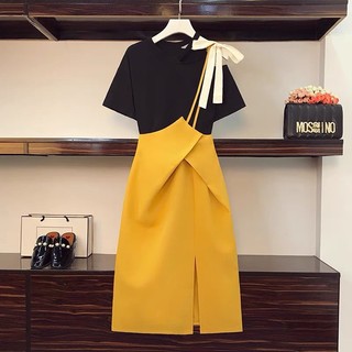 Set đầm yếm và áo cài nơ vai xinh xắn Big Size năng động, cá tính, đi làm hay đi chơi đều hợp, 127