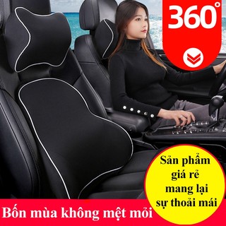 Gối tựa lưng và đầu xe ô tô ININ Bộ đệm đỡ cổ xe ô tô chất liệu mềm mại thoải mái chống đau mỏi tiện lợi