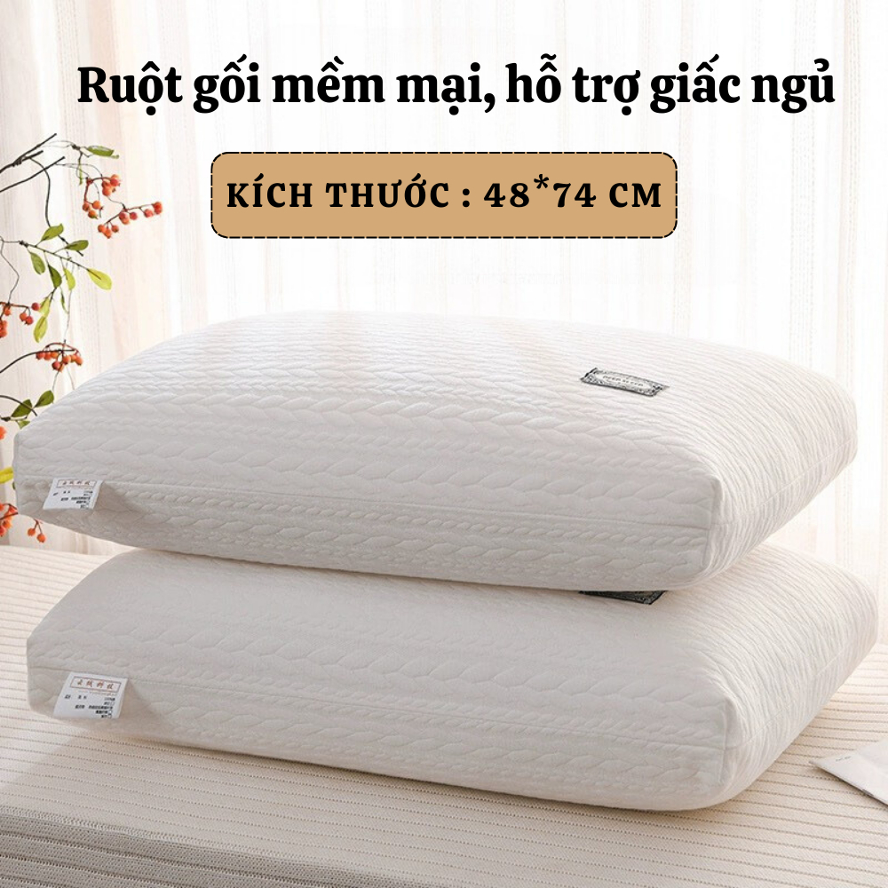 Ruột Gối Khảng Khuẩn BloomSoft Bông Lụa Êm Ái Chống Xẹp Lún Chất Liệu Kháng Khuẩn