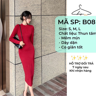 Đầm Body Tay Dài Chuẩn Phom Tôn Dáng Siêu Sang, Chất Thun Gân Thái