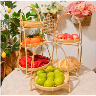 Mẹt tre tầng, mẹt tre 1,2,3 tầng đựng đồ decor trang trí chụp ảnh
