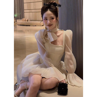 Váy cột nơ cổ 𝐀𝐒𝐇𝐘𝐋𝐄𝐘 tùng xoè