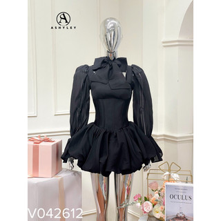 Váy cột nơ cổ 𝐀𝐒𝐇𝐘𝐋𝐄𝐘 tùng xoè