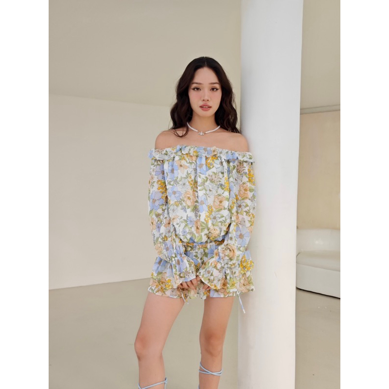 Beachclub_set áo babydoll bẹt bai