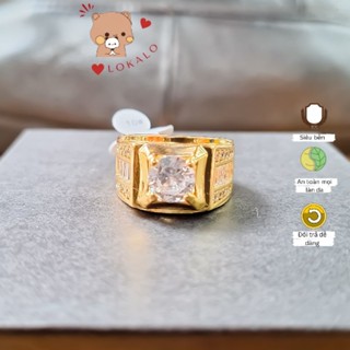 Nhẫn vàng nam đính đá, nhẫn nam đẹp ngầu vàng giả 18k Cao Cấp Không Phai Tặng kèm hộp - Đeo Dự Lễ Tiệc, Lokalo