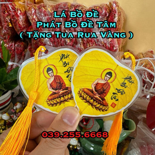 Lá bồ đề phật phát bồ đề tâm - tặng tua rua vàng