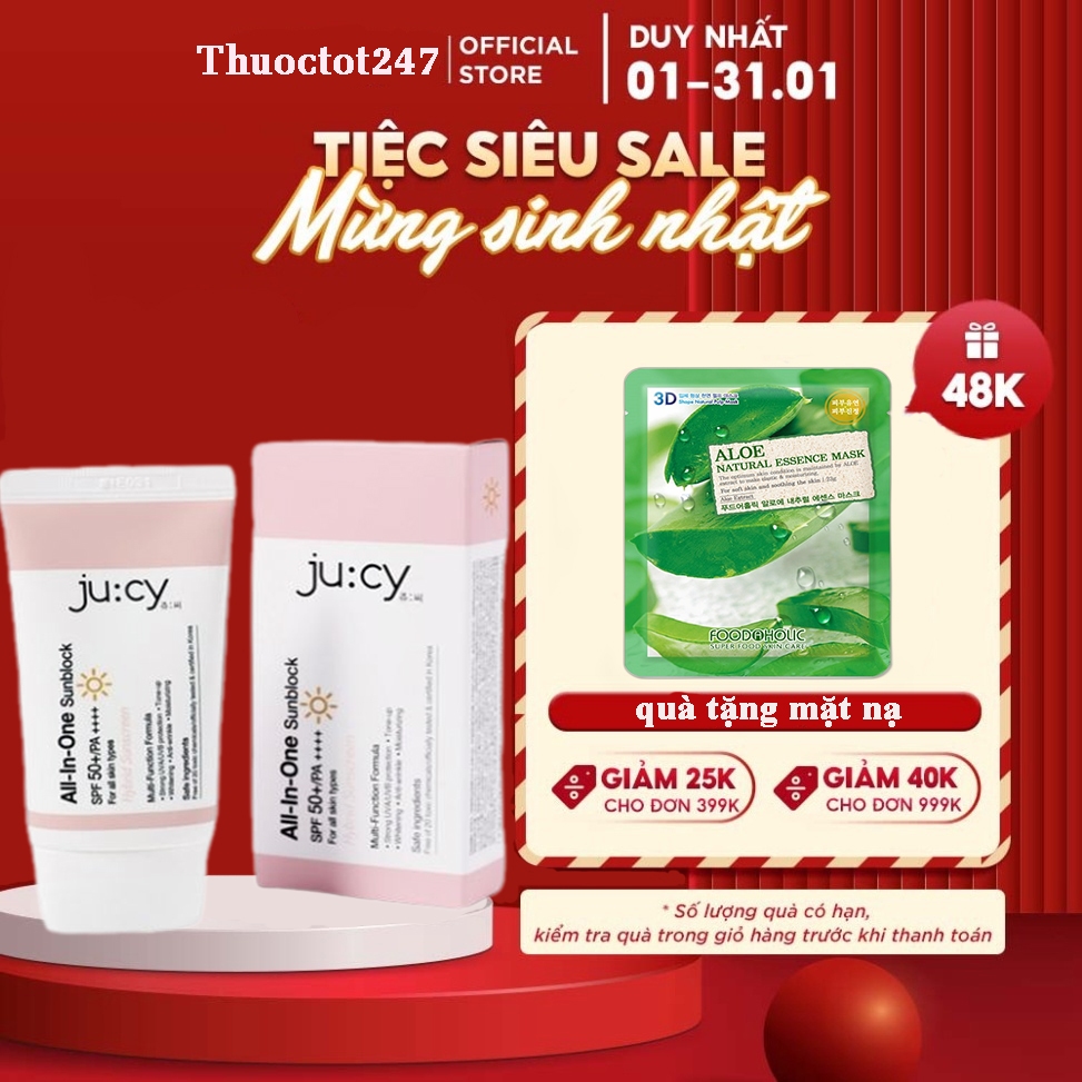 [Tặng 3 mask] kem Chống Nắng Jucy - All In One