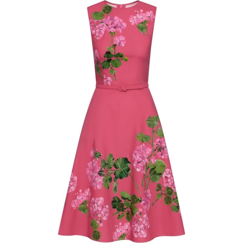 Đầm Oscar de la Renta Degrade Geranium Cotton Poplin Dress
