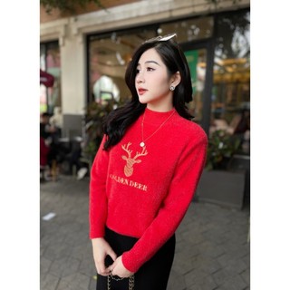 Len thỏ họa tiết hươu chất len thỏ dầy dặn co giãn thoải mái Evalover