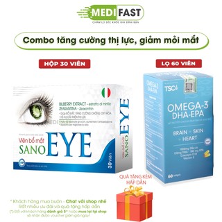 Combo tăng cường thị lực Sano Eye và Omega 3 TSC- Giúp bổ mắt, sáng mắt chống oxy hóa cơ thể, giảm thoái hóa võng mạc.
