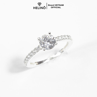 Nhẫn bạc đính đá nữ HELINO 4 chấu đá vuông cao cấp đơn giản cá tính trang sức bạc tinh tế giá rẻ N01