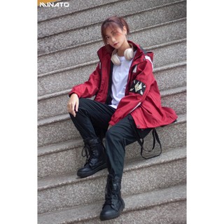 Áo Khoác Dù Đỏ Bạc Thêu Ryuki Nam Nữ Unisex Form Rộng Oversized