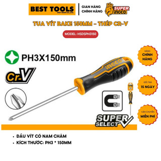 Bộ tua vít bake có nam châm ingco hsdsph3150, chất liệu thép cr-v, dài 150mm.