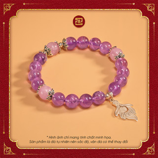 Tinh lâm vòng tay phong thủy đá thạch anh tím 8 li 3a - charm long vĩ