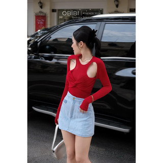 Áo thun tay dài khoét vai không có xỏ ngón