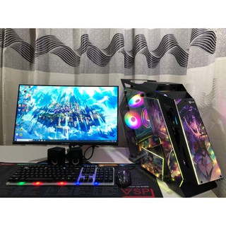 Full combo pc gaming case es rog đen ngầu