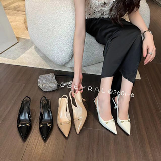giày cao gót mũi nhọn hở gót cài YQ2601