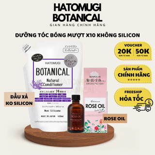Dầu xả hatomugi botanical kiềm dầu phồng tóc + dầu hoa hồng rose oil dưỡng bóng tóc