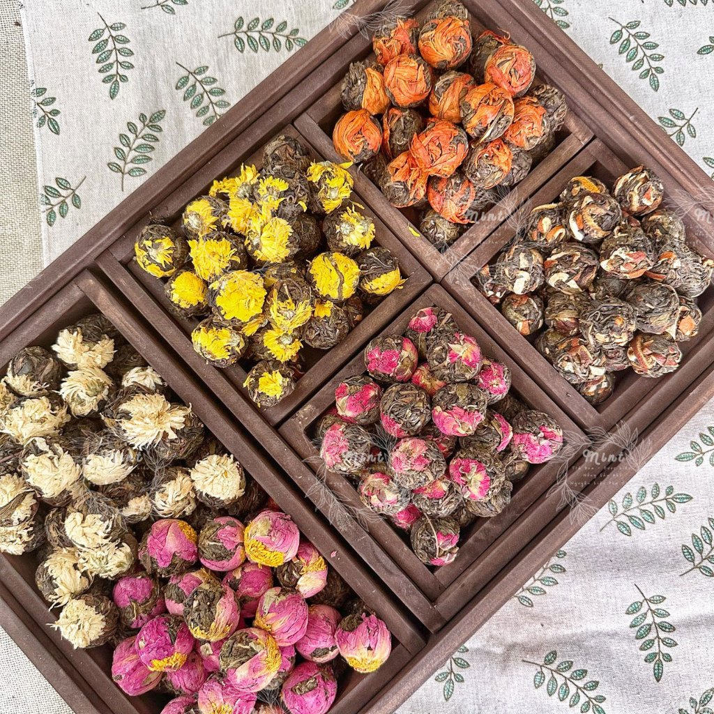 Trà Phổ Nhĩ Hoa (Trà Phổ Nhĩ Nở Hoa - Trà Pu'er Vân Nam - Trà Kim Qua Cống - Trà Nhân Đầu Cống) - 1 Viên