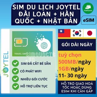 Sim du lịch đài loan nhật bản hàn quốc tốc độ cao 4g 5g hãng joytel lên tới 30 ngày sử dụng