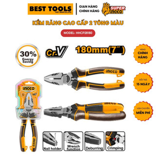 Kìm răng cao cấp 2 tông màu thép crv loại 7 inch ingco hhcp28180