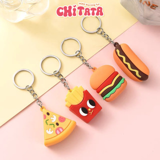 Móc khoá thức ăn nhanh khoai tây chiên, bugger, hogdog, pizza - Chitata