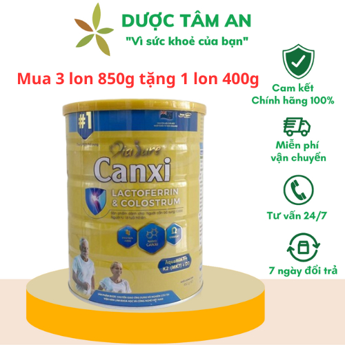 COMBO 3 LON 850G TẶNG 1 LON 400G, Sữa non Diasure canxi Xương Khớp 850g, Bổ sung nano canxi -ALIKA